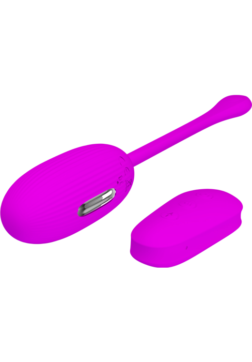 Τηλεχειριζόμενο αυγό από σιλικόνη σε μοβ χρώμα, μήκους 19 εκ. και μέγιστης διαμέτρου 3,2 εκ. με τηλεχειριζόμενο χειρισμό