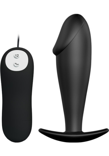Silicone Anal Plug Stimulation 10 cm Δονούμενη σφήνα από σιλικόνη σε μαύρο χρώμα, μήκους 10 εκ. και μέγιστης διαμέτρου 3 εκ. με ενσύρματο κοντρόλ