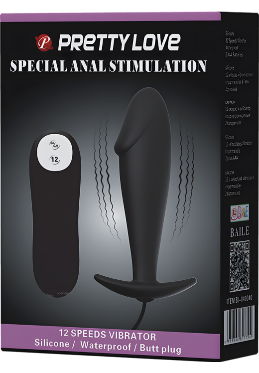 Δονούμενη σφήνα από σιλικόνη σε μαύρο χρώμα, μήκους 10 εκ. και μέγιστης διαμέτρου 3 εκ. με ενσύρματο κοντρόλ