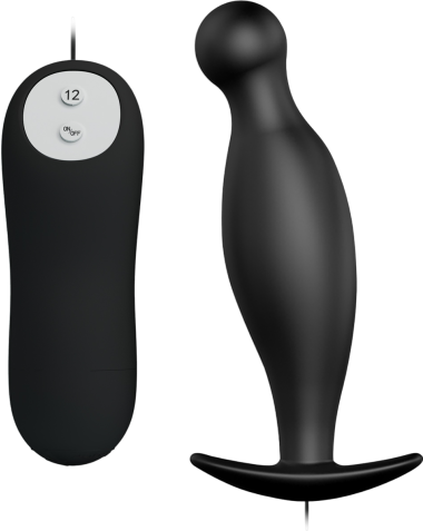 Δονούμενη σφήνα από σιλικόνη σε μαύρο χρώμα, μήκους 11,7 εκ. και μέγιστης διαμέτρου 2,8 εκ. με ενσύρματο κοντρόλ