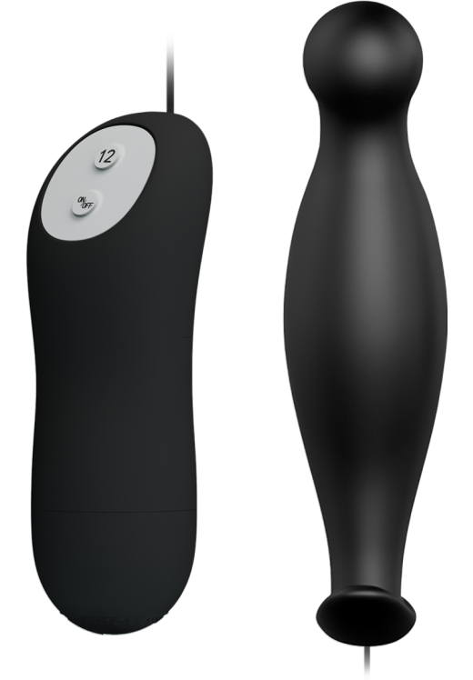 Δονούμενη σφήνα από σιλικόνη σε μαύρο χρώμα, μήκους 11,7 εκ. και μέγιστης διαμέτρου 2,8 εκ. με ενσύρματο κοντρόλ