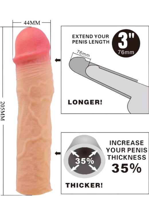 Προέκταση πέους από tpr σε φυσικό χρώμα, μήκους 20,5 εκ. και μέγιστης διαμέτρου 4,4 εκ.