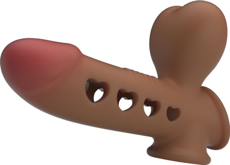 Κάλλυμα πέους από σιλικόνη σε καφέ χρώμα, μήκους 16,1 εκ. και μέγιστης διαμέτρου 4,4 εκ.