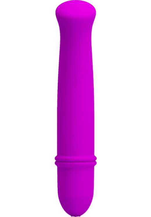 Μίνι δονητής από σιλικόνη σε μοβ χρώμα, μήκους 12 εκ. και μέγιστης διαμέτρου 2 εκ.