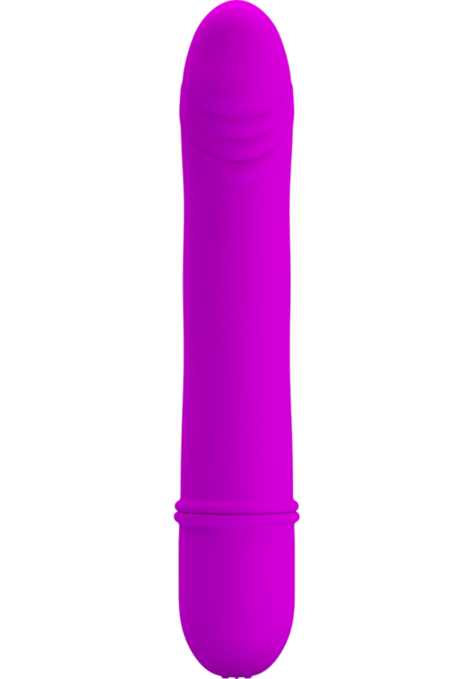 Μίνι δονητής από σιλικόνη σε μοβ χρώμα, μήκους 12 εκ. και μέγιστης διαμέτρου 2 εκ.