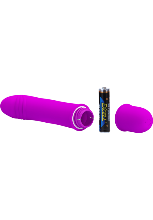 Μίνι δονητής από σιλικόνη σε μοβ χρώμα, μήκους 12 εκ. και μέγιστης διαμέτρου 2 εκ.