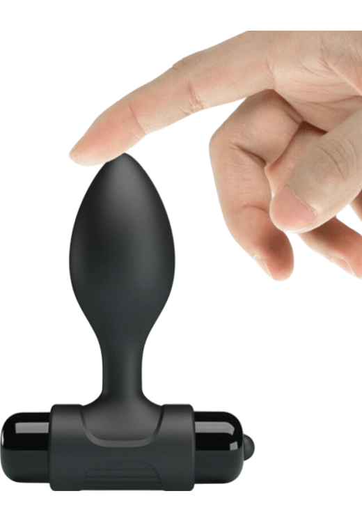 Δονούμενη σφήνα από σιλικόνη σε μαύρο χρώμα, μήκους 8,6 εκ. και μέγιστης διαμέτρου 2,7 εκ.