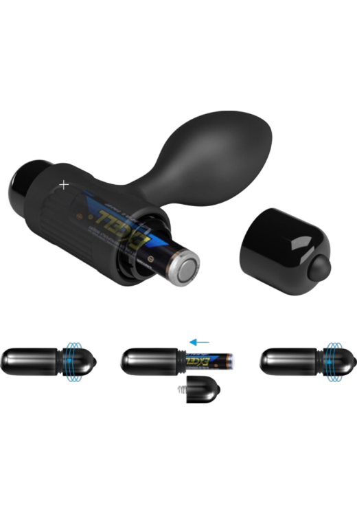 Δονούμενη σφήνα από σιλικόνη σε μαύρο χρώμα, μήκους 8,6 εκ. και μέγιστης διαμέτρου 2,7 εκ.