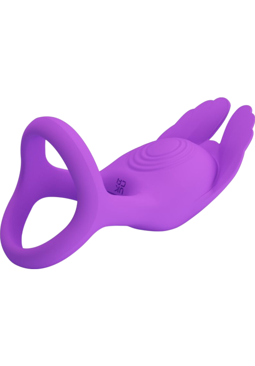 Δονούμενο δαχτυλίδι πέους από σιλικόνη σε μοβ χρώμα, μήκους 9,5 εκ. και μέγιστης διαμέτρου 4,8 εκ.