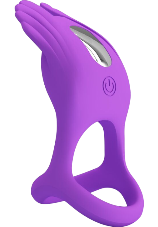 Δονούμενο δαχτυλίδι πέους από σιλικόνη σε μοβ χρώμα, μήκους 9,5 εκ. και μέγιστης διαμέτρου 4,8 εκ.