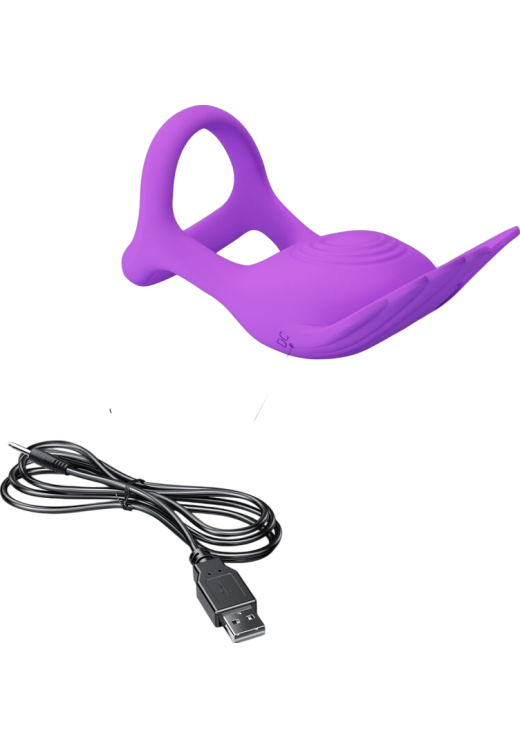 Δονούμενο δαχτυλίδι πέους από σιλικόνη σε μοβ χρώμα, μήκους 9,5 εκ. και μέγιστης διαμέτρου 4,8 εκ.