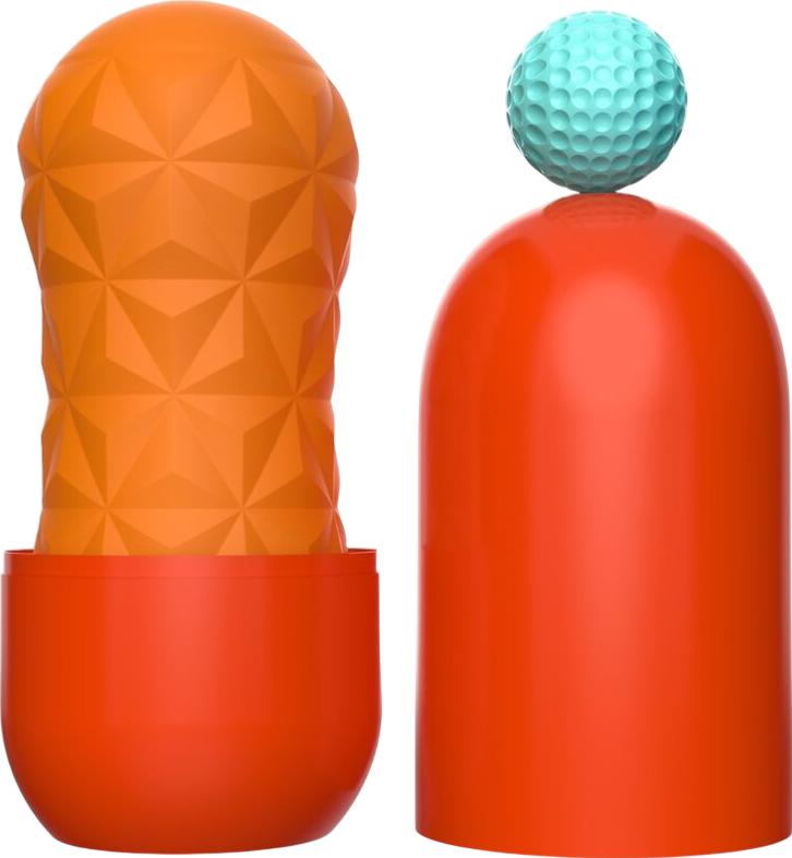 Αυνανιστήρι από tpr σε πορτοκαλί χρώμα, μήκους 15 εκ. και μέγιστης διαμέτρου 6,3 εκ.