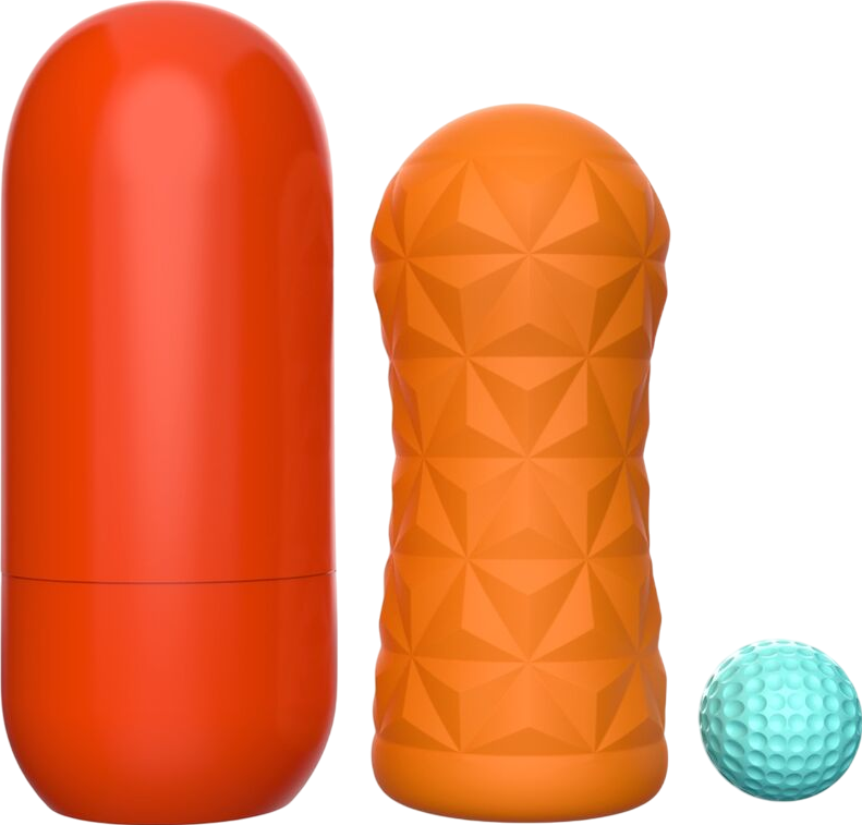 Αυνανιστήρι από tpr σε πορτοκαλί χρώμα, μήκους 15 εκ. και μέγιστης διαμέτρου 6,3 εκ.