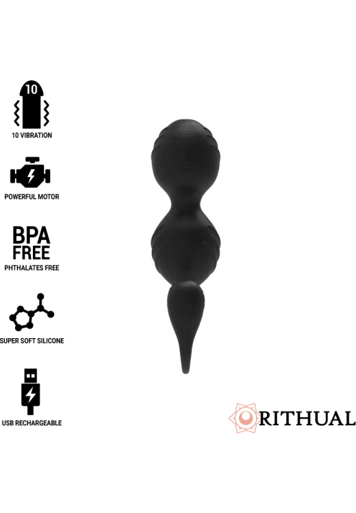 Kegel μπάλες από σιλικόνη σε μαύρο χρώμα, μήκους 19 εκ. και μέγιστης διαμέτρου 3,3 εκ.