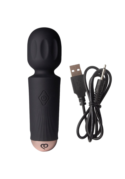 Δονητής μασάζ από σιλικόνη σε μαύρο χρώμα, μήκους 11,5 εκ. και μέγιστης διαμέτρου 3 εκ.