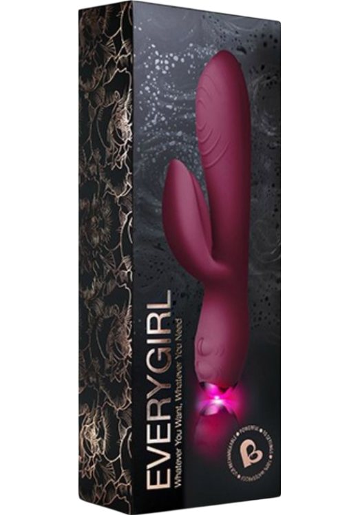 Rabbit δονητής από σιλικόνη σε μπορντό χρώμα, μήκους 18 εκ. και μέγιστης διαμέτρου 3,5 εκ.