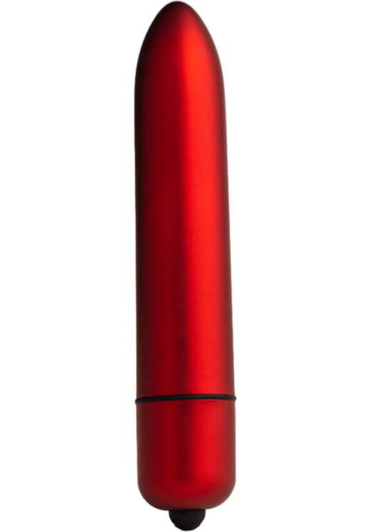 Κλασσικός δονητής από abs σε κόκκινο χρώμα, μήκους 17,3 εκ. και μέγιστης διαμέτρου 3,2 εκ.