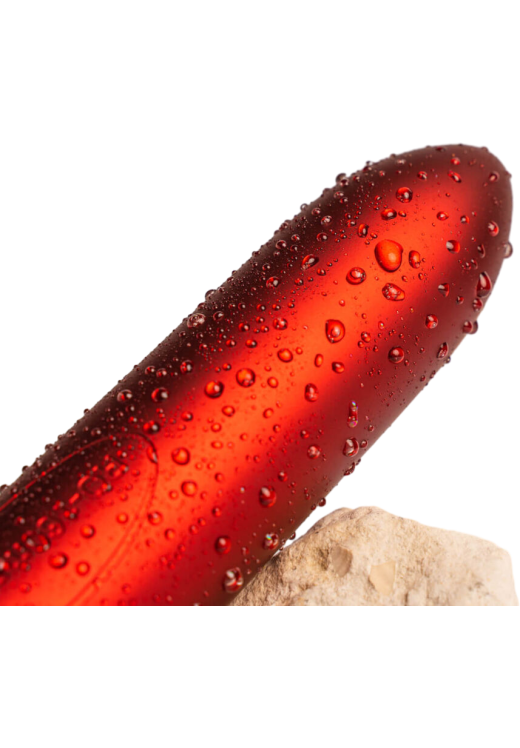 Κλασσικός δονητής από abs σε κόκκινο χρώμα, μήκους 17,3 εκ. και μέγιστης διαμέτρου 3,2 εκ.