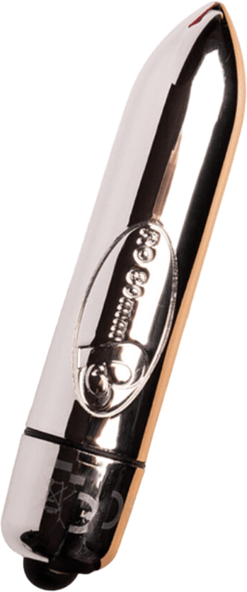 Μίνι δονητής από abs σε ασημί χρώμα, μήκους 8,2 εκ. και μέγιστης διαμέτρου 1.5 εκ.