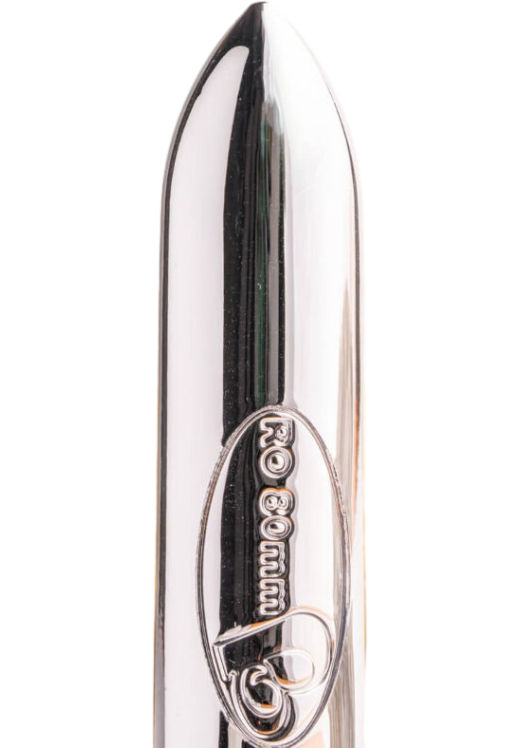 Μίνι δονητής από abs σε ασημί χρώμα, μήκους 8,2 εκ. και μέγιστης διαμέτρου 1.5 εκ.