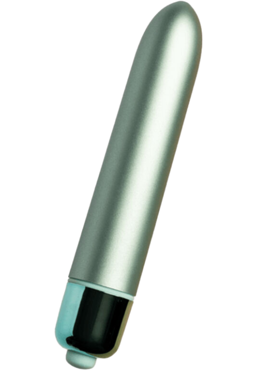 Μίνι δονητής από abs σε πράσινο χρώμα, μήκους 9 εκ. και μέγιστης διαμέτρου 1,8 εκ.