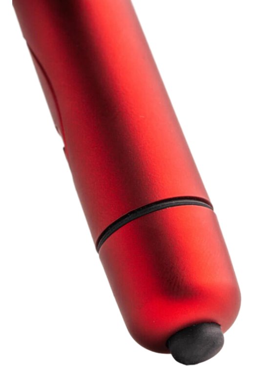 Μίνι δονητής από abs σε κόκκινο χρώμα, μήκους 9 εκ. και μέγιστης διαμέτρου 1,8 εκ.