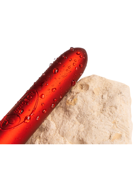 Μίνι δονητής από abs σε κόκκινο χρώμα, μήκους 9 εκ. και μέγιστης διαμέτρου 1,8 εκ.