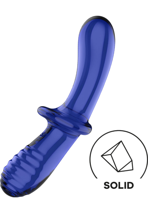 Γυάλινο γυάλινο dildo σε μπλέ χρώμα