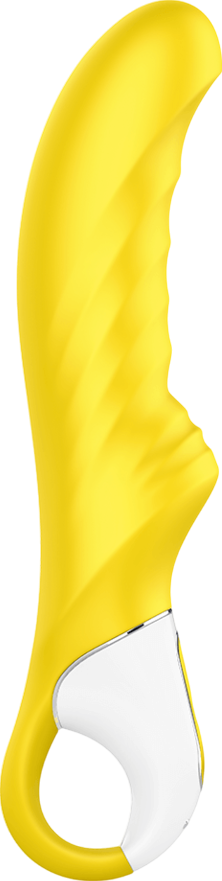 Δονητής σημείου g από σιλικόνη σε κίτρινο χρώμα, μήκους 22,5 εκ. και μέγιστης διαμέτρου 3,7 εκ.