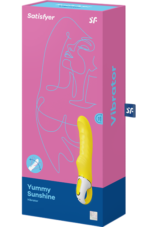 Δονητής σημείου g από σιλικόνη σε κίτρινο χρώμα, μήκους 22,5 εκ. και μέγιστης διαμέτρου 3,7 εκ.