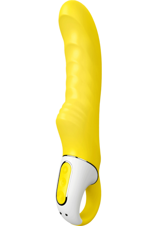 Δονητής σημείου g από σιλικόνη σε κίτρινο χρώμα, μήκους 22,5 εκ. και μέγιστης διαμέτρου 3,7 εκ.