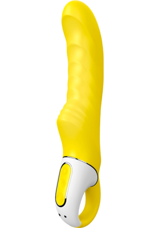 Δονητής σημείου g από σιλικόνη σε κίτρινο χρώμα, μήκους 22,5 εκ. και μέγιστης διαμέτρου 3,7 εκ.