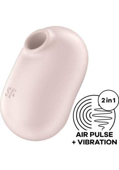 Satisfyer Pro To Go 2 Double Air Pulse Stimulator & Vibrator Παλμικός δονητής από σιλικόνη σε μπεζ χρώμα