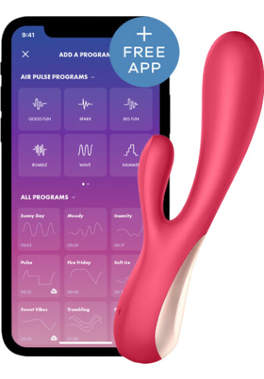 Rabbit Bluetooth Satisfyer Mono Flex With App 20,4 cm Rabbit δονητής από σιλικόνη σε κόκκινο χρώμα, μήκους 20,4 εκ. και μέγιστης διαμέτρου 4,4 εκ.