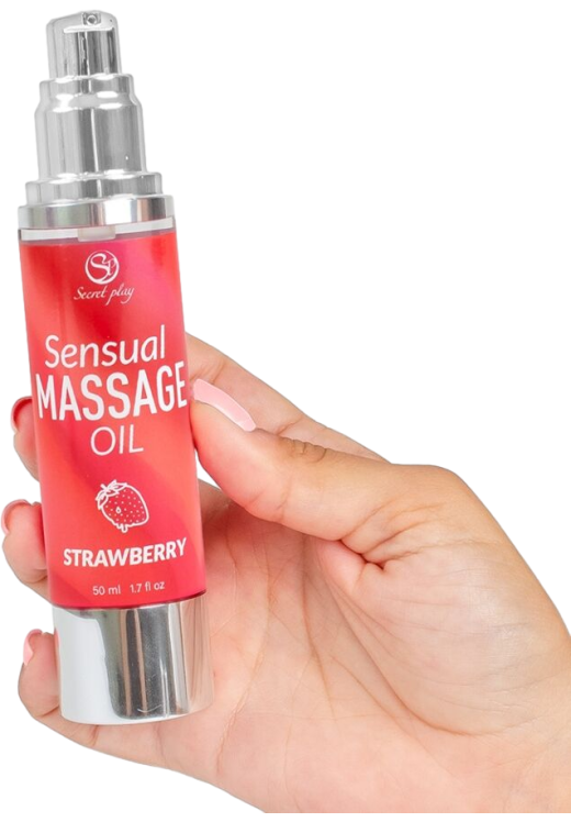 Λάδι μασάζ με γεύση φράουλα σε συσκευασία 50 ml
