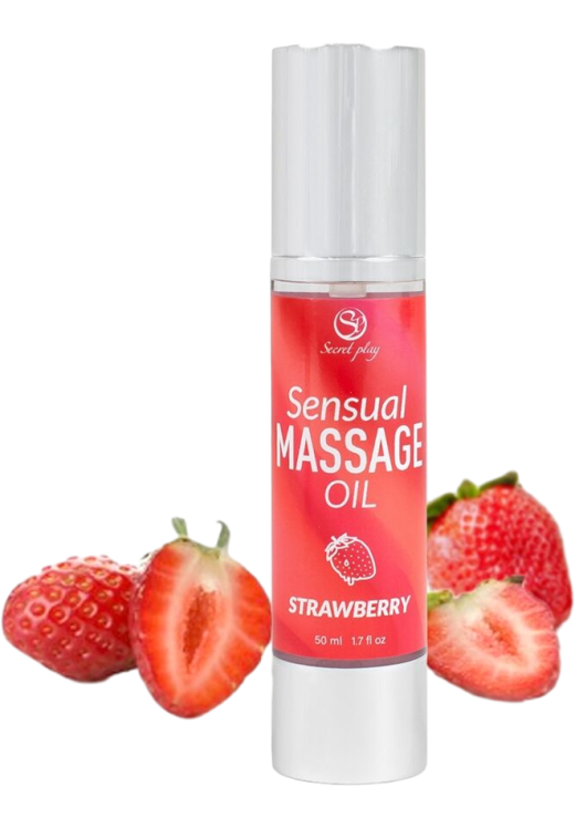 Λάδι μασάζ με γεύση φράουλα σε συσκευασία 50 ml