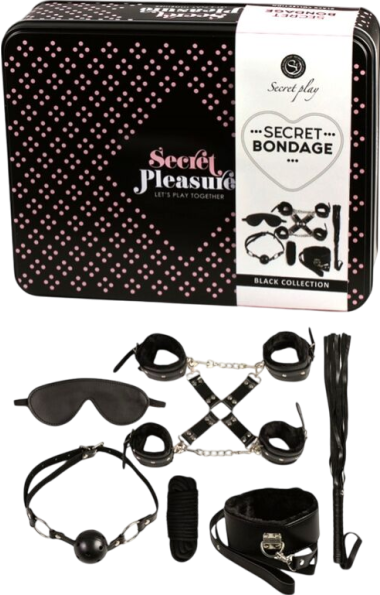 Sex toy kit από δερματίνη σε μαύρο χρώμα