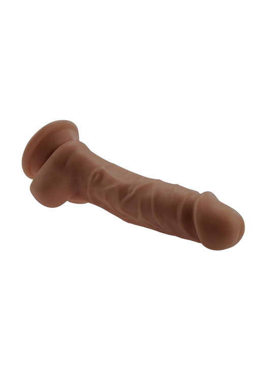 Ομοίωμα πέους από pvc σε καφέ χρώμα, μήκους 19 εκ. και μέγιστης διαμέτρου 3,7 εκ.