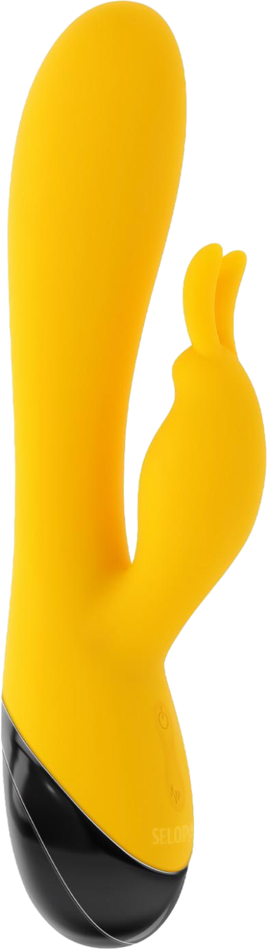 Rabbit δονητής από σιλικόνη σε κίτρινο χρώμα, μήκους 19,7 εκ. και μέγιστης διαμέτρου 3,7 εκ.