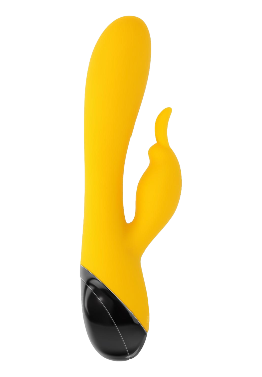 Rabbit δονητής από σιλικόνη σε κίτρινο χρώμα, μήκους 19,7 εκ. και μέγιστης διαμέτρου 3,7 εκ.