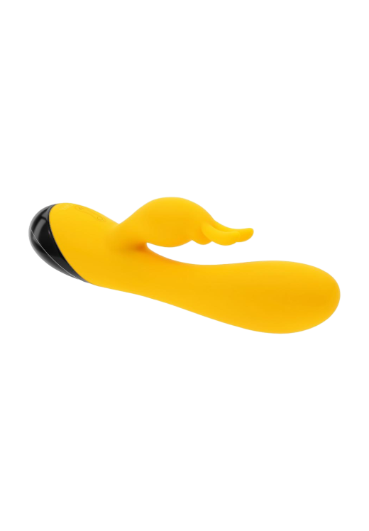 Rabbit δονητής από σιλικόνη σε κίτρινο χρώμα, μήκους 19,7 εκ. και μέγιστης διαμέτρου 3,7 εκ.