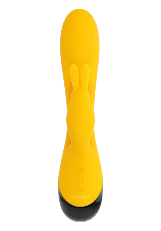 Rabbit δονητής από σιλικόνη σε κίτρινο χρώμα, μήκους 19,7 εκ. και μέγιστης διαμέτρου 3,7 εκ.