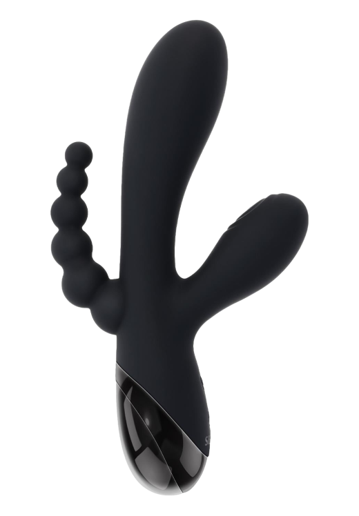 Rabbit δονητής από σιλικόνη σε μαύρο χρώμα, μήκους 19,7 εκ. και μέγιστης διαμέτρου 3,6 εκ.