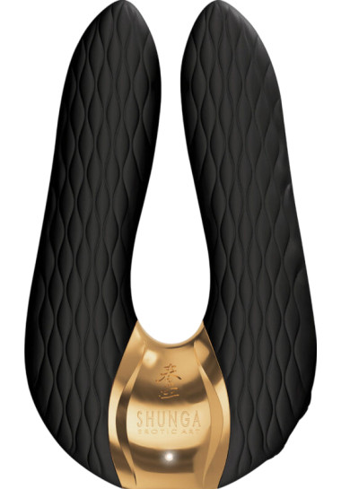 Shunga Aiko Intimate Massager 10,8 cm Κλειτοριδικός δονητής από σιλικόνη σε μαύρο χρώμα, μήκους 10,8 εκ. και μέγιστης διαμέτρου 6,5 εκ.