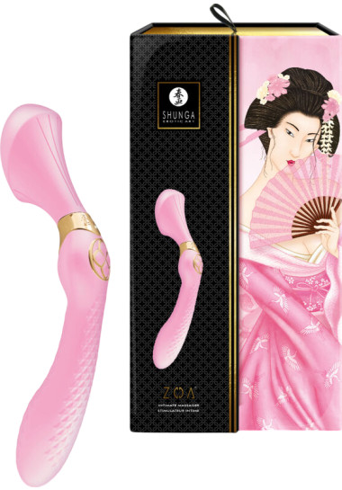 Shunga Zoa Intimate Massager 26,5 cm Δονητής μασάζ από σιλικόνη σε ροζ χρώμα, μήκους 26,5 εκ. και μέγιστης διαμέτρου 5,4 εκ.