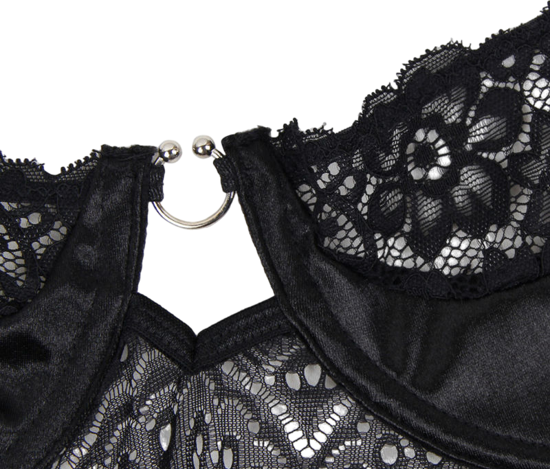 Κορσές με ραντάκια από τούλι σε μαύρο χρώμα