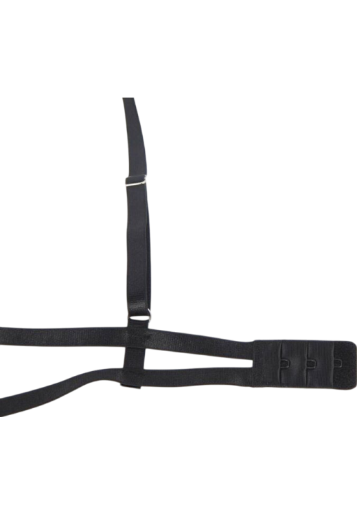 Κορμάκι με ραντάκια από straps σε μαύρο χρώμα