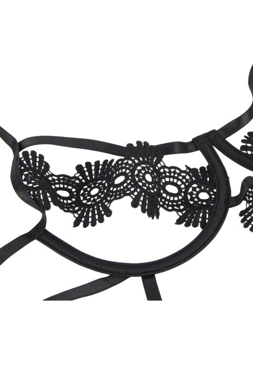 Κορμάκι με ραντάκια από straps σε μαύρο χρώμα