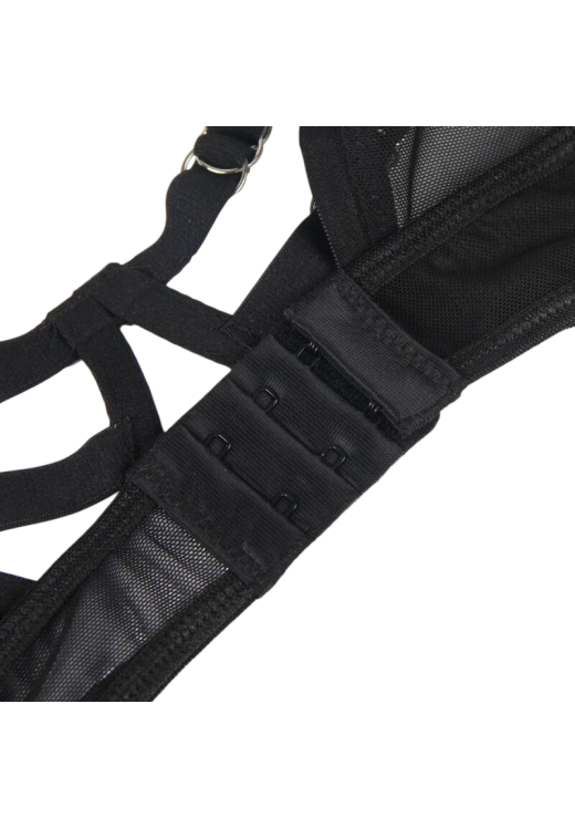 Σετ εσωρούχων με ραντάκια από απαλό ύφασμα σε μαύρο χρώμα