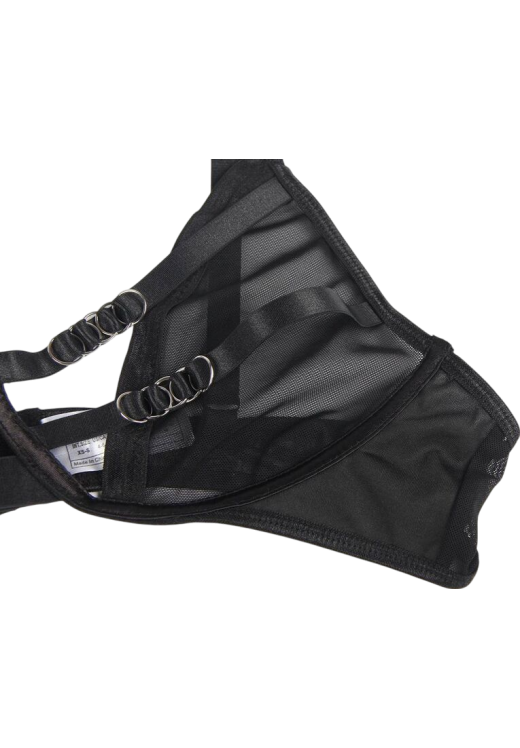 Σετ εσωρούχων με ραντάκια από απαλό ύφασμα σε μαύρο χρώμα